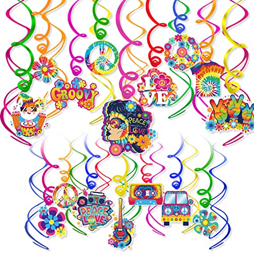 HOWAF 30 Stück 60er Jahre Hippie Thema Party Folien Wirbel Dekorationen, 60er Jahre Groovy Party Retro Blumen Ausschnitte Frieden Zeichen Hängende Wirbel Decken Dekorationen für 60er Jahre Hippie Deko HOWAF 30 Stück 60er Jahre Hippie Thema Party Folien Wirbel Dekorationen, 60er Jahre Groovy Party Retro Blumen Ausschnitte Frieden Zeichen Hängende Wirbel Decken Dekorationen für 60er Jahre Hippie Deko von HOWAF