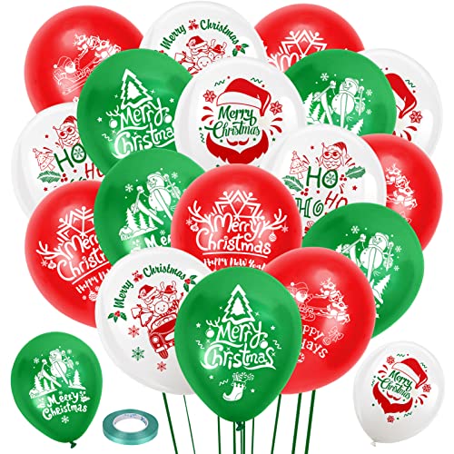 HOWAF 30pcs Weihnachts Luftballons Weihnachten Deko, Weihnachtsballons Luftballon Weihnachten Ballon Weihnachtsbaum Schneeflocken Latex Luftballons Weihnachtsdeko für Fröhliche Weihnachten Dekoration von HOWAF