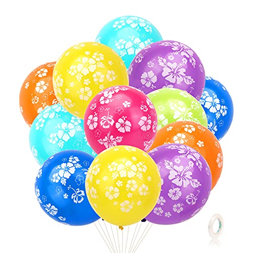 HOWAF 35 Stück Hawaii deko Hibiskus Luftballons bunt Hawaii Ballons Hawaii Aloha Luftballons Latexballons für Tropische Sommer Flamingo Geburtstag Deko Luau Tiki Beach Party deko von HOWAF