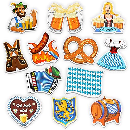 HOWAF 36 Stück Konfetti Dirndl Lederhose Bier Brezel Papier Streudeko Oktoberfest Tischdeko Bayrische Wiesn Party Tisch Bayern Deko von HOWAF