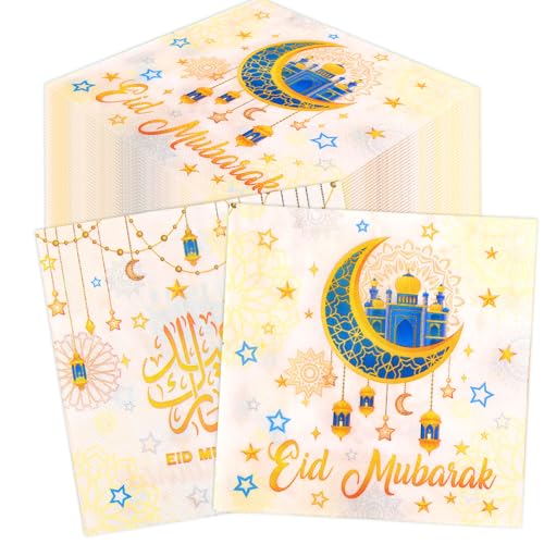 HOWAF 40 Stück Eid Mubarak Servietten, Eid Servietten Ramadan Servietten Eid Mubarak Papierservietten Tissue Stern Mond Eid Mubarak Tischdeko für Eid Mubarak Dekoration Ramadan Deko, 33x33 cm HOWAF 40 Stück Eid Mubarak Servietten, Eid Servietten Ramadan Servietten Eid Mubarak Papierservietten Tissue Stern Mond Eid Mubarak Tischdeko für Eid Mubarak Dekoration Ramadan Deko, 33x33 cm von HOWAF