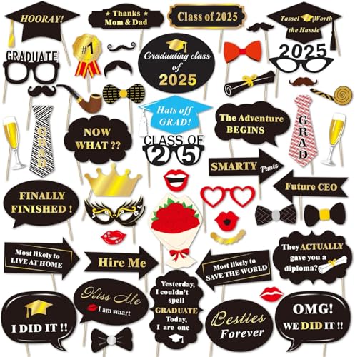 HOWAF 50 Stück Abschlussfeiern Photo Booth Props Graduation Foto Requisiten Fotobox Accessoires Doktorhut Brillen Lippen Krawatte Masken für ABI 2025 Abschluss Deko Graduation Deko HOWAF 50 Stück Abschlussfeiern Photo Booth Props Graduation Foto Requisiten Fotobox Accessoires Doktorhut Brillen Lippen Krawatte Masken für ABI 2025 Abschluss Deko Graduation Deko von HOWAF