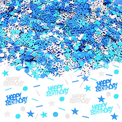 HOWAF 50g Blau T¨¹rkis und Silber Happy Birthday Geburtstag Konfetti mit Punkten Tisch Deko Geburtstag Blau Tisch Konfetti f¨¹r Kinder Jungen Geburtstags Dekoration von HOWAF