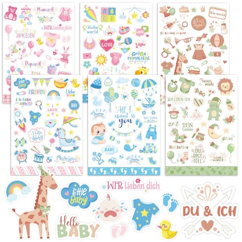 HOWAF 6 Bögen Sticker Babyalbum Sticker Fotoalbum Baby Aufkleber Fotoalbum Sticker für Babyalbum Babyparty Gästebuch, Babyparty Geschenk, Baby Shower Geschenk, Geschenke zur Geburt Mädchen Junge HOWAF 6 Bögen Sticker Babyalbum Sticker Fotoalbum Baby Aufkleber Fotoalbum Sticker für Babyalbum Babyparty Gästebuch, Babyparty Geschenk, Baby Shower Geschenk, Geschenke zur Geburt Mädchen Junge von HOWAF