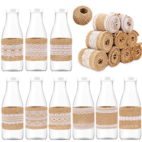 HOWAF 9 Rolle Juteband mit Spitze Weiß, Vintage Spitzenband Sackleinen Band Rolle Jute Spitze Dekoband schleifenband Hochzeit und 1 Roll Dekokordel für DIY Handwerk Hochzeit Basteln Geschenke Deko HOWAF 9 Rolle Juteband mit Spitze Weiß, Vintage Spitzenband Sackleinen Band Rolle Jute Spitze Dekoband schleifenband Hochzeit und 1 Roll Dekokordel für DIY Handwerk Hochzeit Basteln Geschenke Deko von HOWAF
