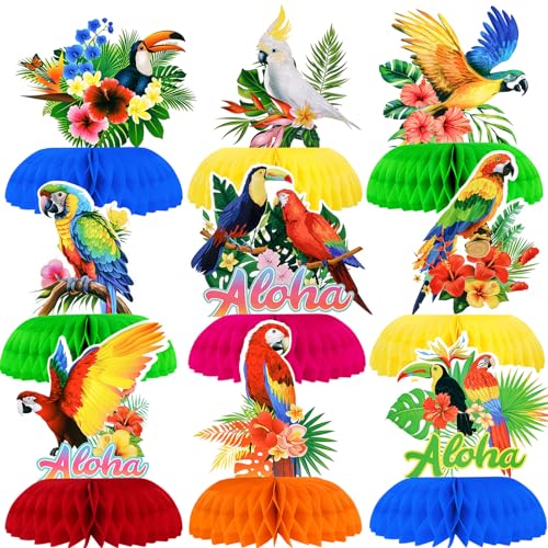 HOWAF 9 Stück Hawaii Luau Papagei Bienenwaben Tischaufsätze, 3D Tropische Vogeldekoration Tischdekorationen Ball Dekorationen Party Zubehör für Tiki Tisch Dekoration Sommer Aloha Geburtstag Party HOWAF 9 Stück Hawaii Luau Papagei Bienenwaben Tischaufsätze, 3D Tropische Vogeldekoration Tischdekorationen Ball Dekorationen Party Zubehör für Tiki Tisch Dekoration Sommer Aloha Geburtstag Party von HOWAF