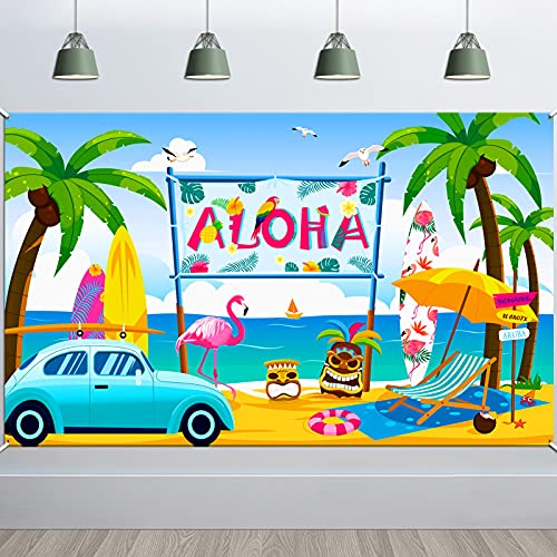 HOWAF Aloha Hintergrund Banner für Hawaii Party Deko, Groß Stoff Wand Garten Draussen Banner für Tropisch Sommer Party Deko, Fotoautomat Hintergrund Banner für Strand Luau Tiki Party Deko, 185*110cm HOWAF Aloha Hintergrund Banner für Hawaii Party Deko, Groß Stoff Wand Garten Draussen Banner für Tropisch Sommer Party Deko, Fotoautomat Hintergrund Banner für Strand Luau Tiki Party Deko, 185*110cm von HOWAF