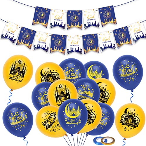 HOWAF Eid Mubarak Dekoration, Eid Mubarak Ballon Eid Mubarak Luftballon Eid Mubarak Banner Eid Mubarak Girlande Eid Banner Ramadan Ballon für Ramadan Mubarak Eid Dekoration, Blau Gold HOWAF Eid Mubarak Dekoration, Eid Mubarak Ballon Eid Mubarak Luftballon Eid Mubarak Banner Eid Mubarak Girlande Eid Banner Ramadan Ballon für Ramadan Mubarak Eid Dekoration, Blau Gold von HOWAF