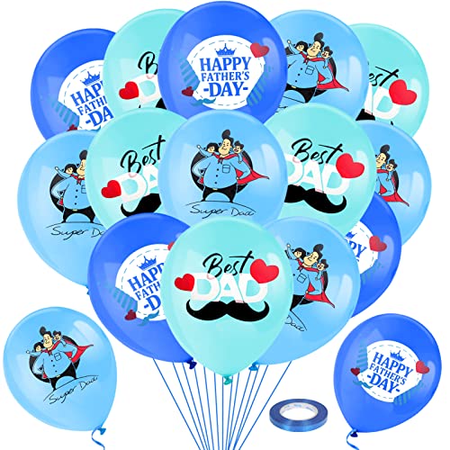 HOWAF Happy Fathers Day Luftballons Set, 24 Stück Blau Vatertag Party Luftballon Fathers Day Ballons Father's Day Luftballons Latex für Happy Vatertag Dekoration Father's Day Party Festival Supplies von HOWAF