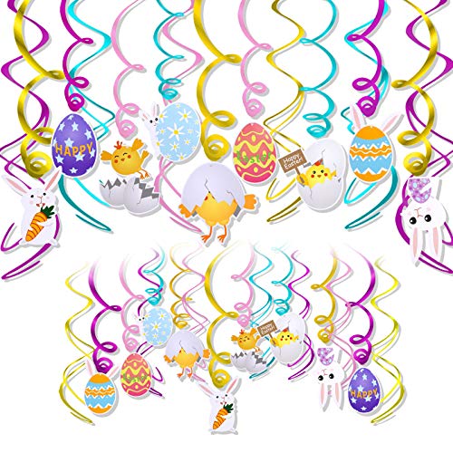 HOWAF Frohe Ostern Dekorationen, 30pcs Deckenhänger Ostern Spiral Girlanden, Ostern Wirbel Deko Luftschlangen Ostern Hängedeko Osterei Kaninchen Hase Küken Karotte Hähnchen Hängedeko Spiral HOWAF Frohe Ostern Dekorationen, 30pcs Deckenhänger Ostern Spiral Girlanden, Ostern Wirbel Deko Luftschlangen Ostern Hängedeko Osterei Kaninchen Hase Küken Karotte Hähnchen Hängedeko Spiral von HOWAF