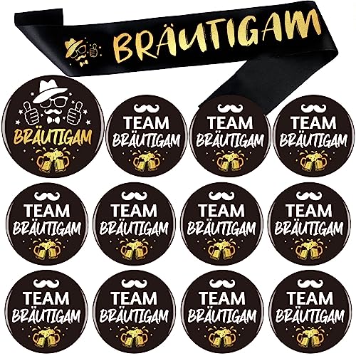 HOWAF JGA Schärpe JGA Männer Accessoires, Bräutigam Schärpe Groom To Be Schärpe JGA Buttons Männer Bräutigam Button Team Bräutigam Buttons JGA Accessoires für Junggesellenabschied Männer Hochzeit Deko von HOWAF