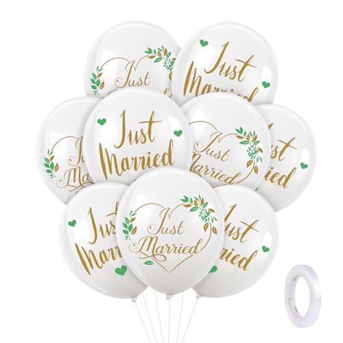 HOWAF Just Married Ballon, 20 Stück Luftballons Hochzeit Herzen Eukalyptus Hochzeitsballons Weiß Helium Ballons für Heiratsantrag Verlobung Standesamt Hochzeit Deko HOWAF Just Married Ballon, 20 Stück Luftballons Hochzeit Herzen Eukalyptus Hochzeitsballons Weiß Helium Ballons für Heiratsantrag Verlobung Standesamt Hochzeit Deko von HOWAF