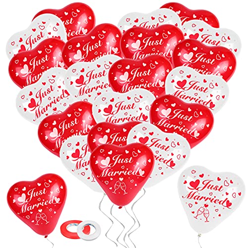 HOWAF Just Married Luftballons, 50 Stück Herzluftballons Rot Weiß, Luftballons Hochzeit Herz Helium Ballons, Latex Herzballons Helium Luftballon für Heiratsantrag Verlobung Hochzeit Deko HOWAF Just Married Luftballons, 50 Stück Herzluftballons Rot Weiß, Luftballons Hochzeit Herz Helium Ballons, Latex Herzballons Helium Luftballon für Heiratsantrag Verlobung Hochzeit Deko von HOWAF