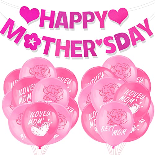 HOWAF Muttertag Deko Muttertag Ballon Muttertag Luftballons Muttertag Ballon Latexballons Happy Mother's Day Banner Muttertag Banner Muttertag Girlande Beste Mama Geschenke zum Muttertag Dekoration von HOWAF