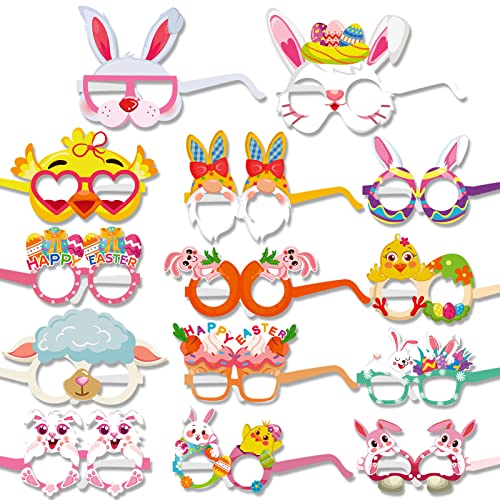 HOWAF Ostern Partybrillen, 28 Stücke Lustige Küken Hase Osterei Brille Ostern Foto Requisiten Kostüm Accessoire für Kinder Erwachsene Ostergeschenke Osternest zum Befüllen Ostern deko von HOWAF