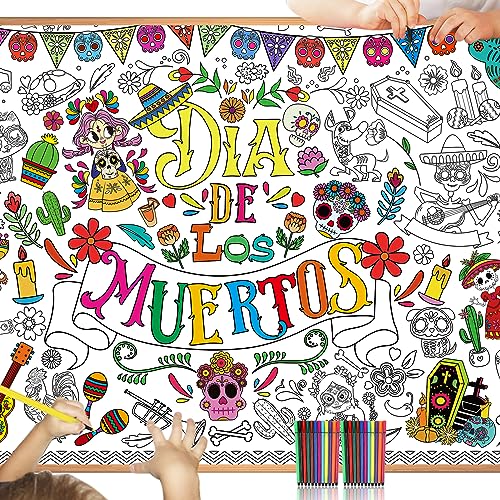 HOWAF Papier-Tischdecke zum Ausmalen Dia De Los Muertos Deko, Ausmal-Tischdecke Tag der Toten Ausmaltischdecke Kinder Halloween Tischdecke Halloween Basteln Kinder für Halloween Mitgebsel Kinder HOWAF Papier-Tischdecke zum Ausmalen Dia De Los Muertos Deko, Ausmal-Tischdecke Tag der Toten Ausmaltischdecke Kinder Halloween Tischdecke Halloween Basteln Kinder für Halloween Mitgebsel Kinder von HOWAF
