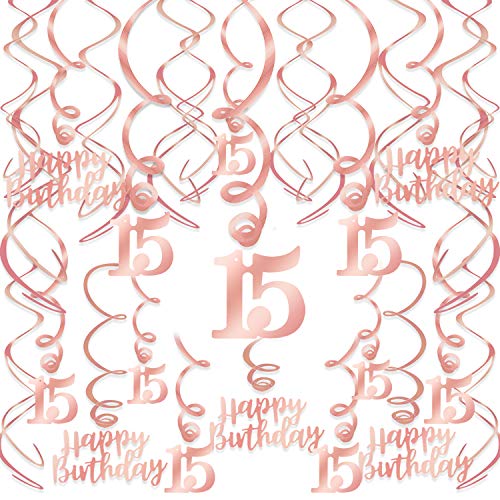 HOWAF Rose Gold 15. Geburtstag deko für Mädchen, 15. Geburtstag Hängedeko Rosegold Wirbel Deckenhänger Spiral Girlanden für 15 Geburtstag Dekoration Mädchen HOWAF Rose Gold 15. Geburtstag deko für Mädchen, 15. Geburtstag Hängedeko Rosegold Wirbel Deckenhänger Spiral Girlanden für 15 Geburtstag Dekoration Mädchen von HOWAF