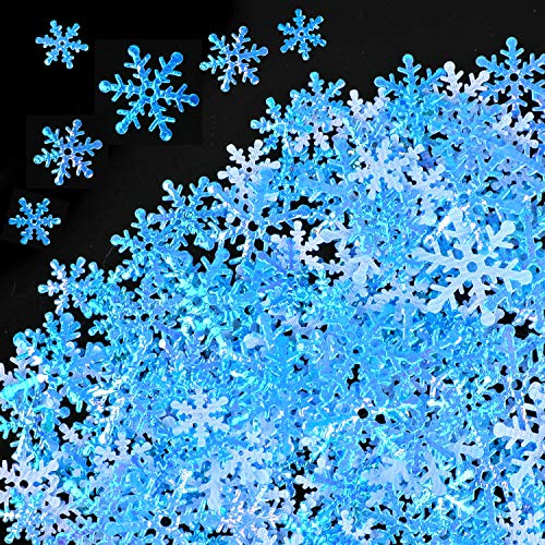 HOWAF Schneeflocken Konfetti 300 Stück Blau deko Schneeflocken Konfetti Winter Weihnachten Deko Klein, Weihnachten Tischdeko streudeko für Weihnachts Party, Silvester, Hochzeit, Geburtstag von HOWAF