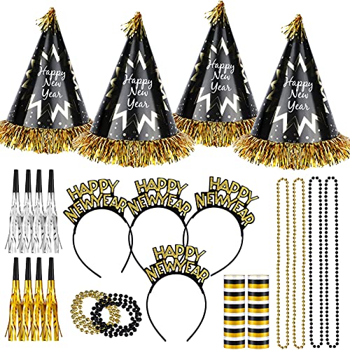 HOWAF Silvester Accessories Foto Requisiten – 24 Stück Happy New Year Haarreif Silvester Partyhüte Luftschlangen Tröten und Halskette für Kinder Erwachsene Neujahrdeko Silvester deko 2026 Party Set HOWAF Silvester Accessories Foto Requisiten – 24 Stück Happy New Year Haarreif Silvester Partyhüte Luftschlangen Tröten und Halskette für Kinder Erwachsene Neujahrdeko Silvester deko 2026 Party Set von HOWAF