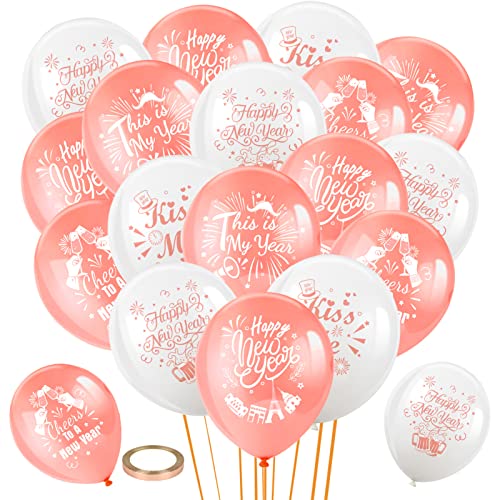 HOWAF Silvester Deko 2024 Dekoration Ballons Set, Neujahr Silvesterdeko, Rose Gold Silvester Luftballons Latex Ballons Helium Ballons, Neujahrsdeko, Rose Gold Silvesterpartydeko von HOWAF