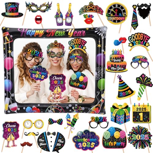 HOWAF Silvester Foto Requisiten 2025, Silvester Aufblasbarer Fotorahmen, fotobox Accessoires Silvester 2025, Neujahr Photo Booth Silvester Brille für Silvester Deko 2025, Happy New Year Deko 2025 HOWAF Silvester Foto Requisiten 2025, Silvester Aufblasbarer Fotorahmen, fotobox Accessoires Silvester 2025, Neujahr Photo Booth Silvester Brille für Silvester Deko 2025, Happy New Year Deko 2025 von HOWAF