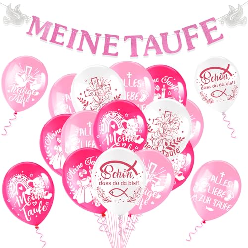 HOWAF Taufe Deko Mädchen, Taufe Luftballons Taufe Ballon Luftballon Taufe Dekoration, Meine Taufe Girlande Dekoration Papier Taufe Banner Fische Deko, Taufgeschenk, Deko zur Taufe Taufdeko, Rosa HOWAF Taufe Deko Mädchen, Taufe Luftballons Taufe Ballon Luftballon Taufe Dekoration, Meine Taufe Girlande Dekoration Papier Taufe Banner Fische Deko, Taufgeschenk, Deko zur Taufe Taufdeko, Rosa von HOWAF