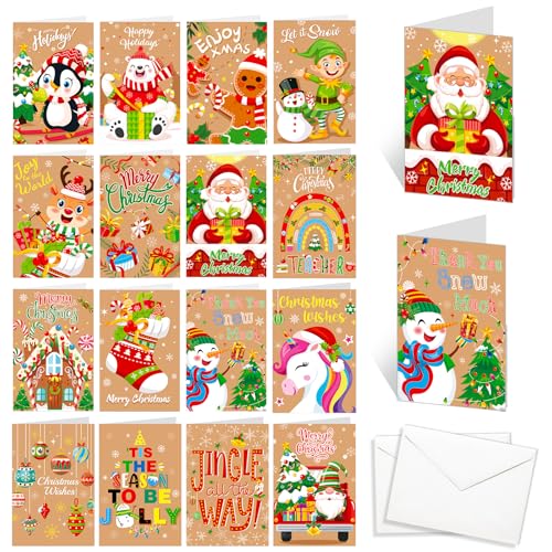 HOWAF Weihnachtskarten mit Umschlag Set, 32 Weihnachtskarten Klein, Karten Weihnachten Kinder Mini Weihnachtskarten Set klappkarten Weihnachtsgrußkarten Set für Kinder, Familie, Freunde & Lehrer HOWAF Weihnachtskarten mit Umschlag Set, 32 Weihnachtskarten Klein, Karten Weihnachten Kinder Mini Weihnachtskarten Set klappkarten Weihnachtsgrußkarten Set für Kinder, Familie, Freunde & Lehrer von HOWAF