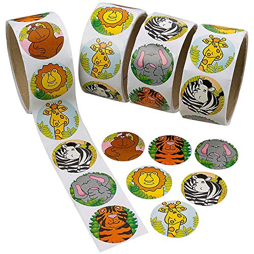 HOWAF Zoo Tier Sticker Rolle für Kinder, 300 Pcs Tier Belohnungs & Incentive Aufkleber für Kinderzimmer Schule Lehrer Use, Geschenken, Mitgebsel, Giveaways, Kindergeburtstag von HOWAF
