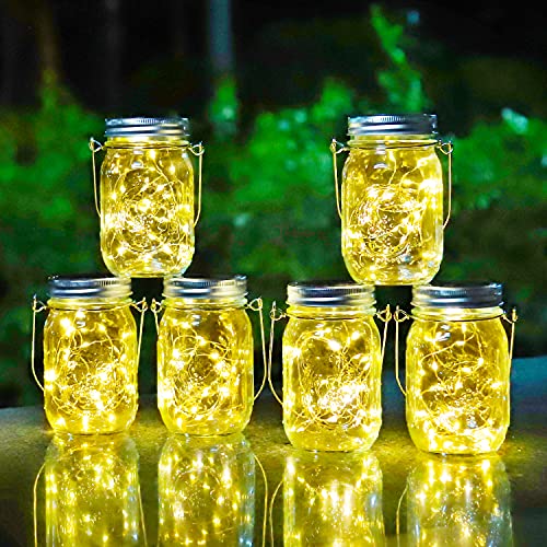 HOYIBO Solarlampen für Außen - 6 Stück Solar Licht Einmachglas 30 LED Solar Mason Jar Licht Wasserdicht Hängende Solarlampen für Außen Garten Weihnachten Hochzeit Party Baum Deko (Warmweiß) HOYIBO Solarlampen für Außen - 6 Stück Solar Licht Einmachglas 30 LED Solar Mason Jar Licht Wasserdicht Hängende Solarlampen für Außen Garten Weihnachten Hochzeit Party Baum Deko (Warmweiß) von HOYIBO