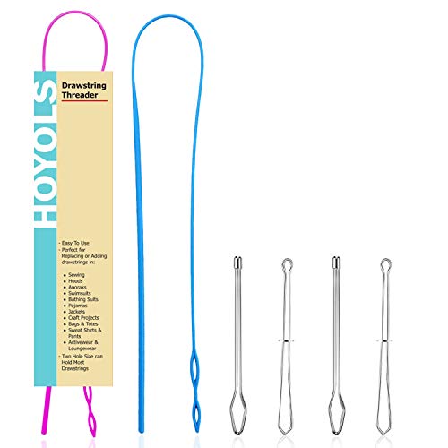 HOYOLS Bodkin Nadeln mit Kordelzug, Ersatzwerkzeug, 6-teiliges Set, Edelstahl-Pinzette, flexibel, schnelles und einfaches Nachfädeln für Wolle, Garn, Band, elastisches Band von HOYOLS