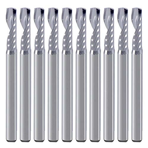 CNC-Fräser-Bits, Gravur-Bits, Schaftfräser, einschneidige Spirale,Upcut Router Bit,3.175mm Schaft,3.175mm Schnittdurchmesser,12mm Schnittlänge,Wolframstahl,Gravur,Schnitzwerkzeug-Set für MDF,Acryl,PVC von HOZLY
