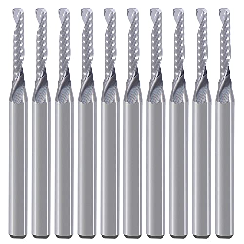 CNC-Fräser-Bits, Gravur-Bits, Schaftfräser, einschneidige Spirale, Upcut Router Bit, 3.175mm Schaft, 2mm Schnittdurchmesser, 12mm Schnittlänge,Wolframstahl, Gravur, Schnitzwerkzeug-Set für MDF von HOZLY