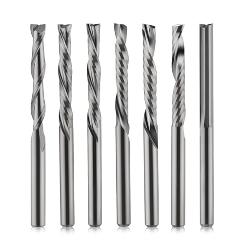 CNC-Fräser-Bit-Set, 1/8-Zoll-Schaft, 1/8-Zoll-Schaftfräser, CNC-Fräser-Bits für Polywood, Acryl, Hartholz usw., 0,3 cm Schnittdurchmesser, 7 Stück CNC-Fräser-Bit-Set, 1/8-Zoll-Schaft, 1/8-Zoll-Schaftfräser, CNC-Fräser-Bits für Polywood, Acryl, Hartholz usw., 0,3 cm Schnittdurchmesser, 7 Stück von HOZLY