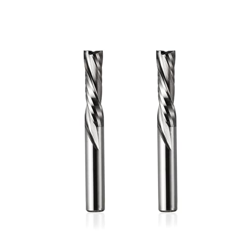 EU_HOZLY 6mm Schaft 2 Flöten Down Cut Millionfräser,CNC Fräser Schaftfräser,22mm Schnittlänge Spiralfräser Holz Router Bit Cut Spiralfräser Für Oberfräse 2 Stück(6*22*50L) von HOZLY