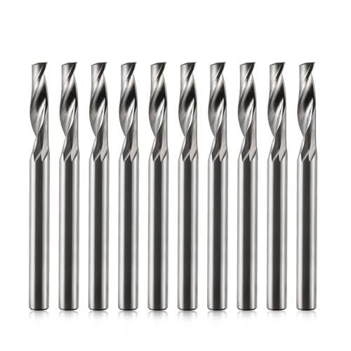 EU_HOZLY Fräser 3.175mm Schaft Single Nut CNC Fräser Bits für Aluminium 3.175mm Schaft,12mm Schnittlänge, 38mm Gesamtlänge,cnc fräsmaschine aluminium,cnc fräse 10 Stück (3.175*12*38) von HOZLY