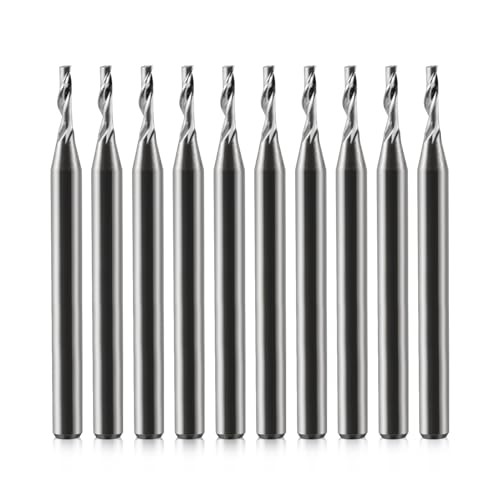 EU_HOZLY Fräser 3.175mm Schaft Single Nut CNC Fräser Bits für Aluminium 3.175mm Schaft,6mm Schnittlänge, 38mm Gesamtlänge,cnc fräsmaschine aluminium,cnc fräse 10 Stück (1.5*6*38) von HOZLY