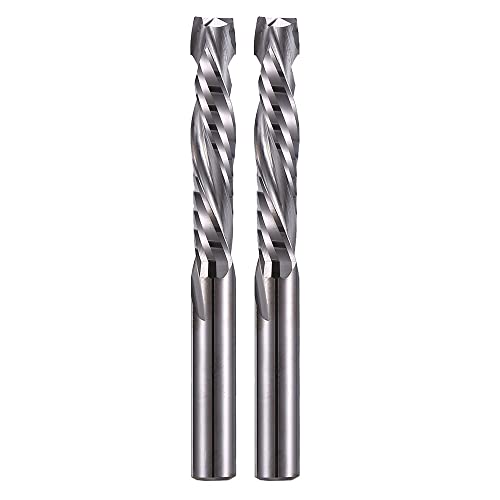 EU_HOZLY Spiralfräser Up&Down Compression Bit 6 mm Schnittdurchmesser, 6 mm Schaft, 32 mm Schnittlänge CNC-Schaftfräser für Holzschnitzerei, Gravur, 2St von HOZLY