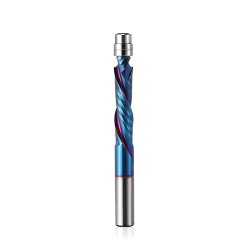 EU_HOZLY fräser für oberfräse 8mm schaft UP&DOWN Cut Spirale Flush Trim Router Bit,35mm Schnittlänge mit ano Beschichtung,Carbide Drill Bits,Wood Milling Cutters (8 * 35 * 80L) von HOZLY