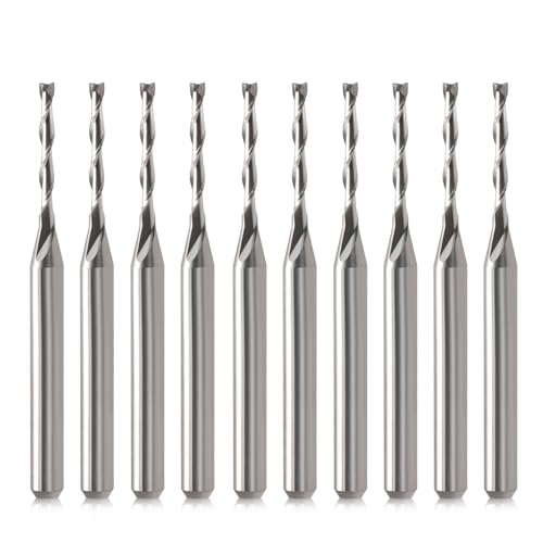 HOZLY CNC-Fräser-Bits, 1/8-Zoll-Schaft, CNC-Bit-Schaftfräser, 1/16 Zoll Schnittdurchmesser, flache Nase, Hartmetall-Schaftfräser, Zweischneider, Spiralfräser, Werkzeug-Set für Holz, PVC, MDF, Hartholz von HOZLY