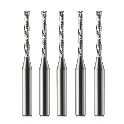 Hozly Spiralfräser-Bits, Up- und Down-Kompressions-Bit, 1/4-Zoll-Schaft, 1/8-Zoll-Schnittdurchmesser, Hartmetall-Spiralfräser-Bits, CNC-Schaftfräser für Holzbearbeitungsplatten (5) von HOZLY