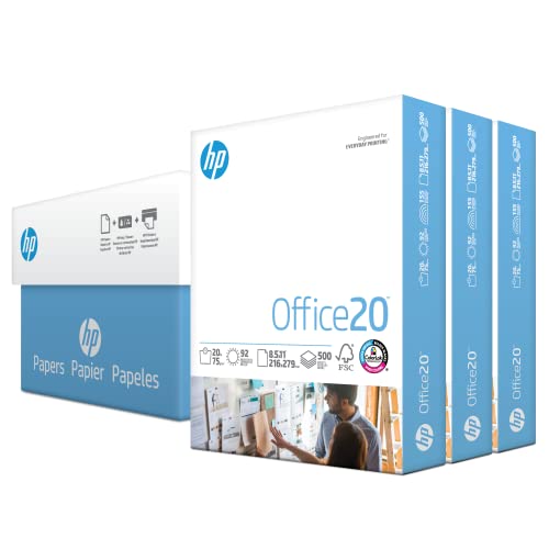 HP Druckerpapier | 8,5 x 11 Papier | Büro 9 kg | 3 Ries Hüllen – 1500 Blatt | 92 hell | hergestellt in den USA – FSC-zertifiziert | 112090C, Weiß von HP