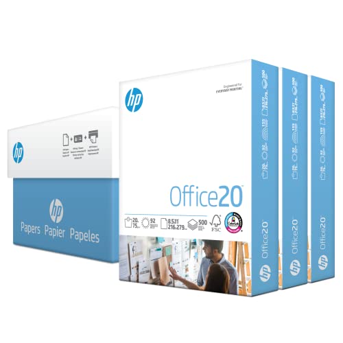 HP Druckerpapier | 8,5 x 11 Papier | Büro 9 kg | 3 Ries Hüllen – 1500 Blatt | 92 hell | hergestellt in den USA – FSC-zertifiziert | 112090C, Weiß von HP Papers