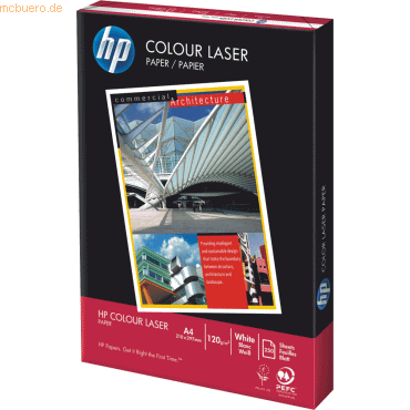 8 x HP Farblaserpapier Colour Laser A4 120g/qm weiß VE=250 Blatt von HP