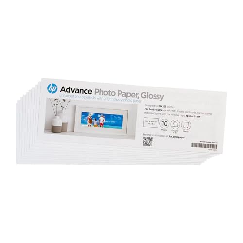 HP Advanced Fotopapier glänzend, 29,5 kg, 4 x 12 Zoll (101 x 305 mm), 10 Blatt von HP