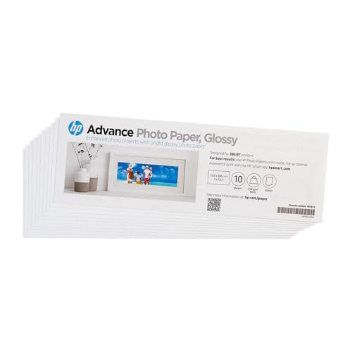 HP Advanced Fotopapier glänzend, 29,5 kg, 4 x 12 Zoll (101 x 305 mm), 10 Blatt von HP