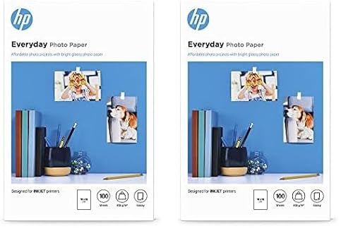 HP Everyday-Fotopapier, glänzend, 200 g/m2, 10 x 15 cm, 100 Blatt (Packung mit 2) von HP