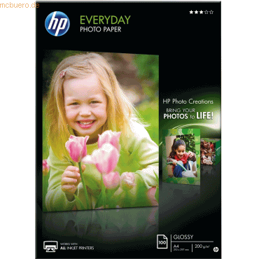 HP Fotopapier Everyday A4 200g/qm VE=100 Blatt glossy von HP