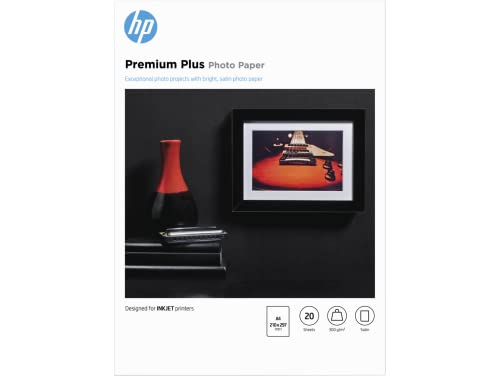 HP Premium Plus-Fotopapier, seidenmatt, 300 g/m2, DIN A4, 20 Blatt, Weiß von HP