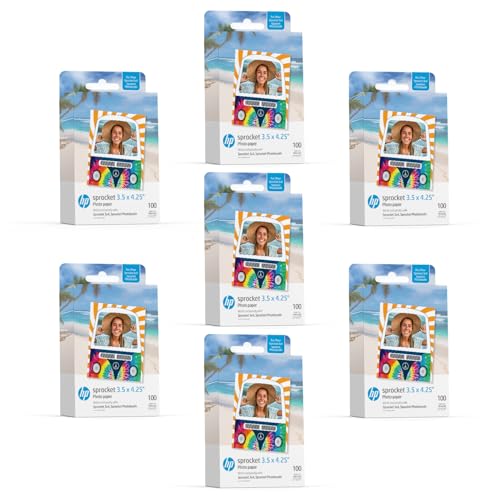 HP Sprocket 3,5 x 4,25” Zink-Fotopapier mit Kleberückseite (700er-Pack) – Kompatibel mit HP Sprocket 3x4 Fotokabine und Fotodrucker von HP
