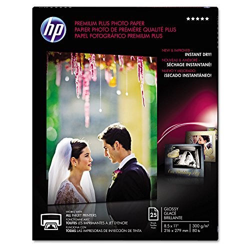 Premium Plus Photo Paper, 80 lbs., Glossy, 8-1/2 x 11, 25 Sheets/Pack von HP